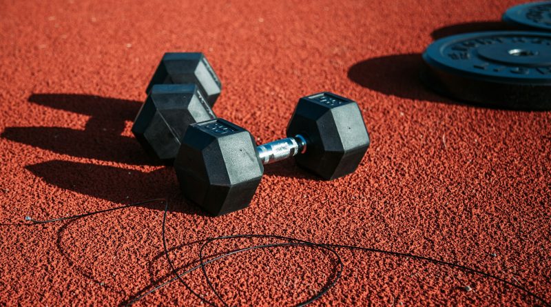 pair of black dumbbells